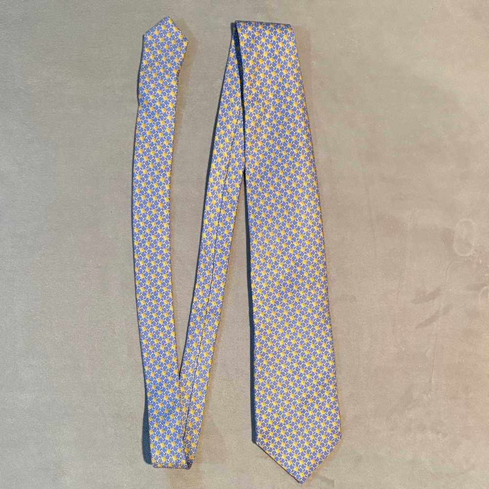 Alain Figaret Blue and Yellow Horsebit Tie